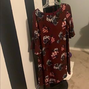 Maroon dress with Flowers